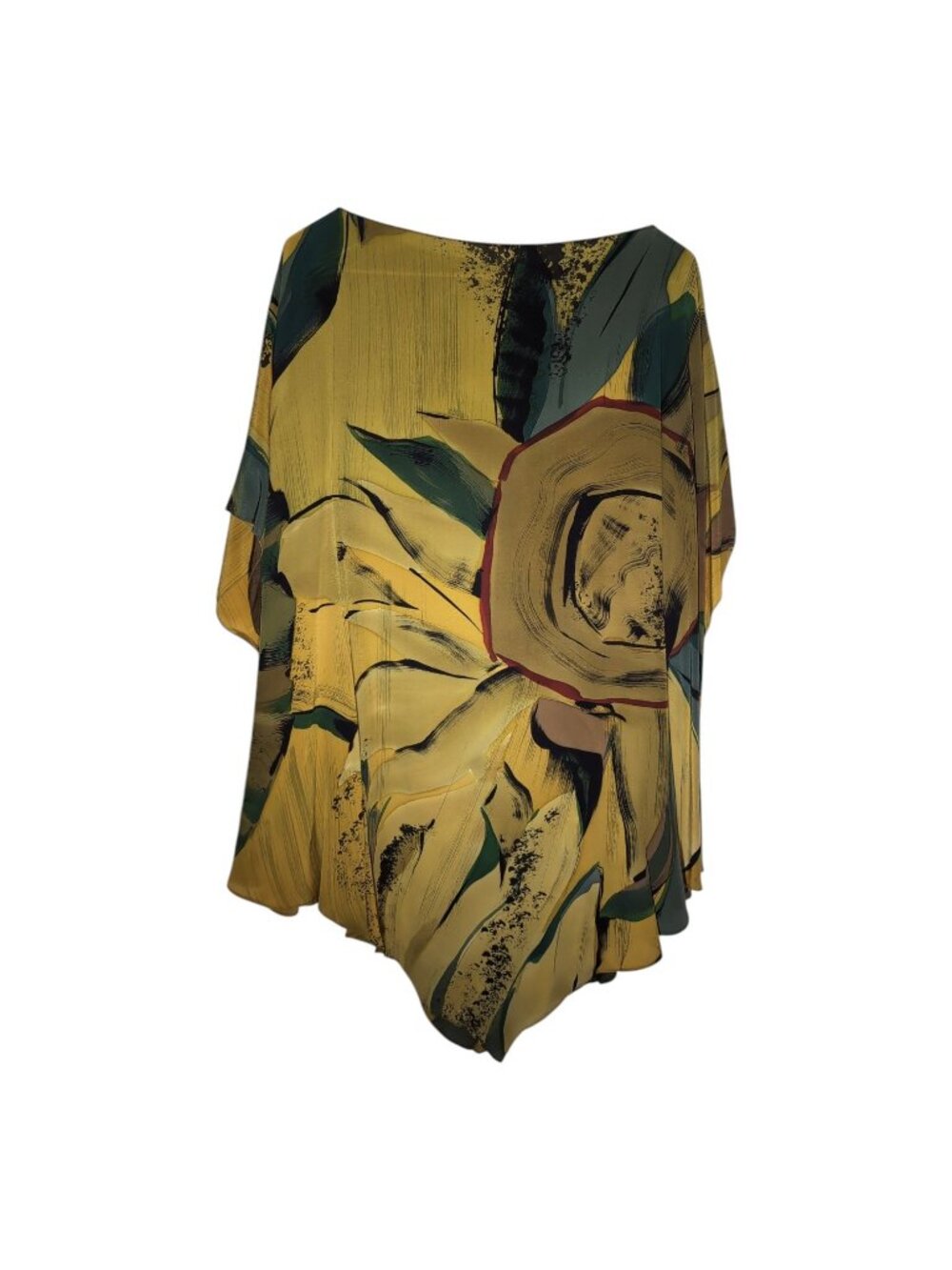Nora Lottie Floral Poncho Top Abstract Art to Wear Silk Hand Painted Artsy - Picture 2 of 8